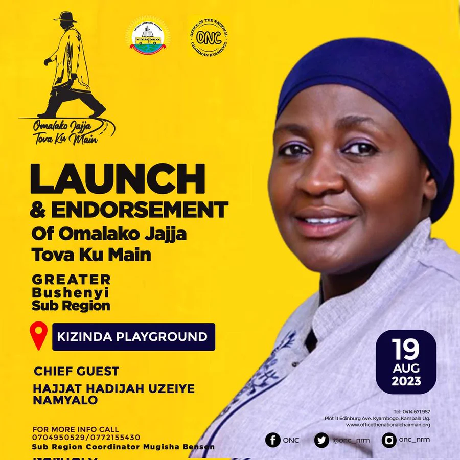 Thousands Of NRM Supporters To Storm Kizinda Playgrounds This Saturday As ONC Boss Hajjat Namyalo Officially Launches ‘Omalako Jajja Tova Ku Main’ Grand Campaign In Greater Bushenyi